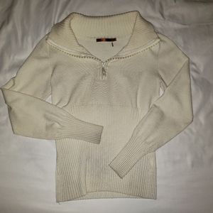 y2k | Creamy Off White | Quarter Zip Sweater | size S